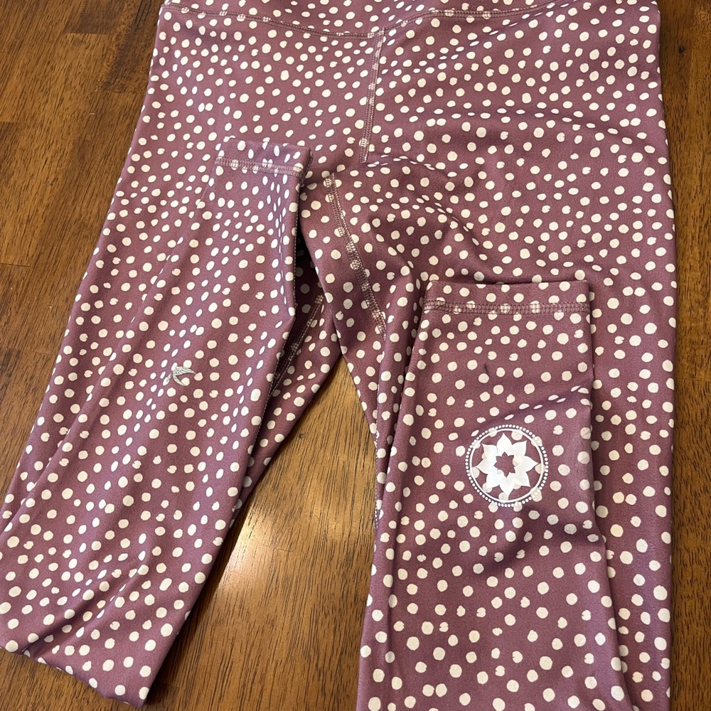 Glyder Maroon and Cream Polka Dot Leggings